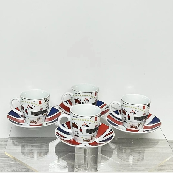Vintage 1990’s Classic British Edition Espresso Demitasse Cups & Saucers - Picture 1 of 8